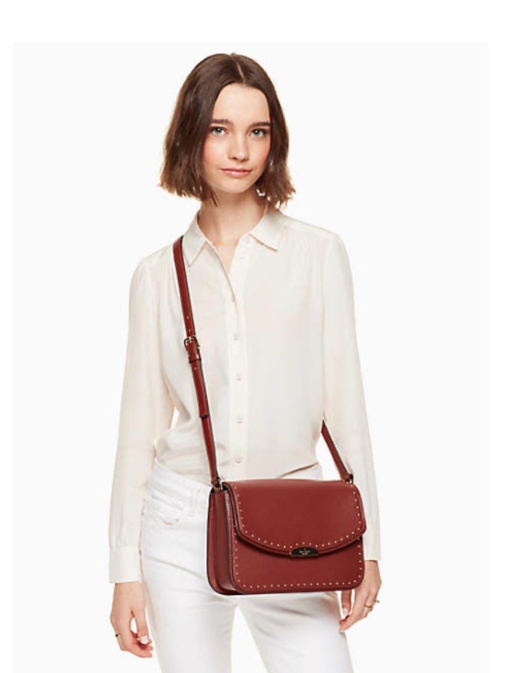 kate spade West Street Georgia Crossbody bag. Port(Chestnut Brown color)leather